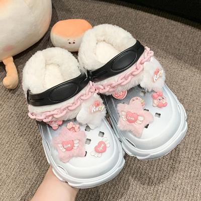 2024 Children Plush Shoes for Girls Winter New Fashion Korean Style Soft Anti-slippery Keep Warm Round Head Versatile Slippers