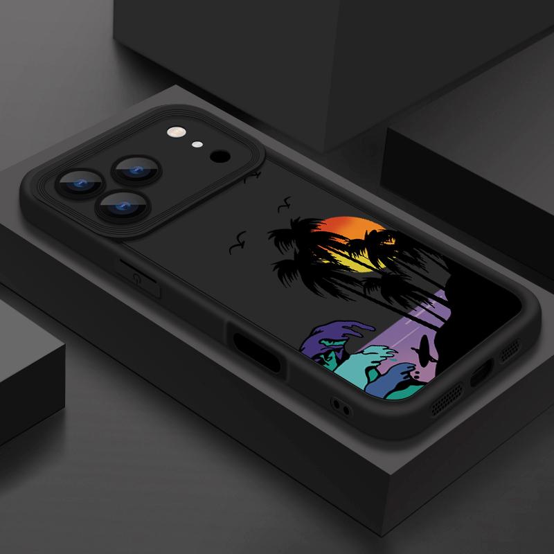 Custodia Creativa con Motivo Tramonto Cocco per iPhone 17 Pro Max 17e 16e Cover Bumper Morbida in Silicone Antiurto per iPhone 16 15 14 13 Pro Max 11