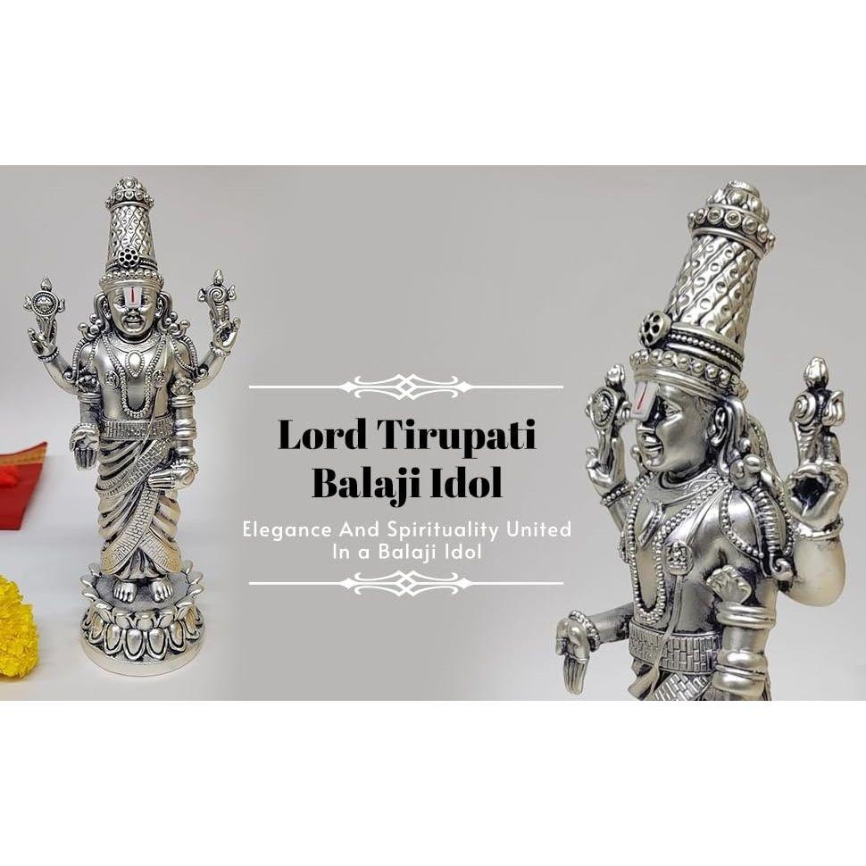 Lord Tirupati Balaji Kamal Silver Plated Idol for Car Dashboard | Lord Venkateswara Swamy for Diwali Decor