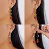 Fashion Sweet Red Strawberry Drop Earrings For Women Lovely Green Leaves Flower Resin Strawberry Fruit Earrings Party Jewelry