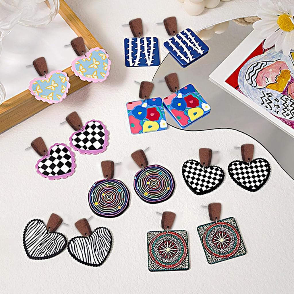 Oubaka 60pcs Wooden Earrings Posts for Jewelry Making Wood Earring Findings Wood Stud Earring Findings Trapezoid Wood Earring Studs with 100pcs Ear