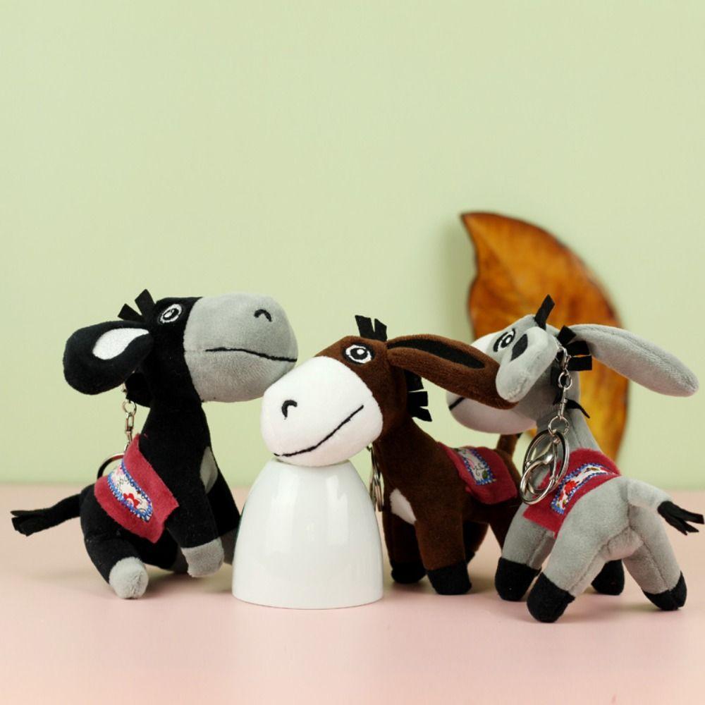 Fluffy Donkey Plush Keychain Soft Donkey Plush Toy Mini Donkey Stuffered Dolls  Female Lady Girl