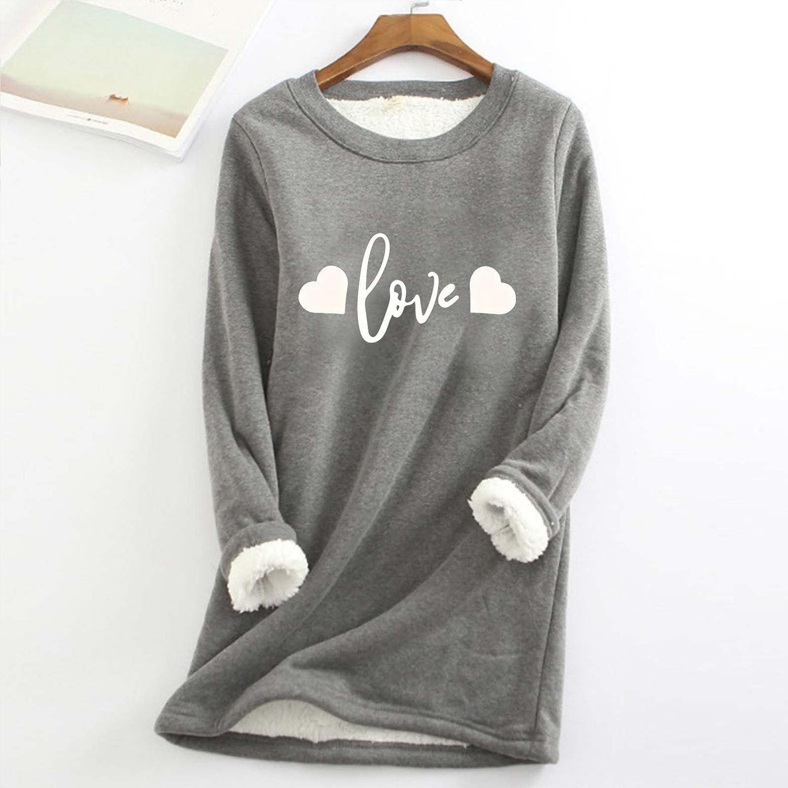 

Теплий довгий жіночий плюшевий кашеміровий топ із круглим вирізом і принтом XL