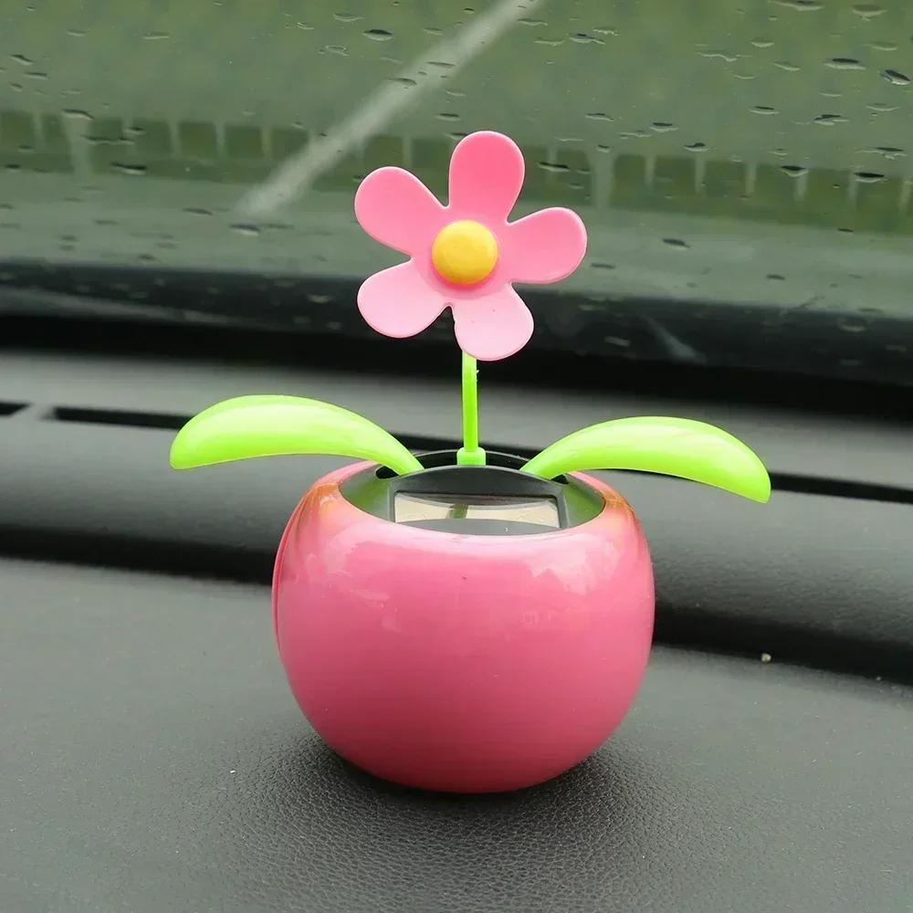 

Уникальное украшение для автомобиля в виде яблока с солнечным цветком, милая пчелка, качающийся подсолнух-танцор, аксессуары для украшения автомобиля, офиса, дома розовый