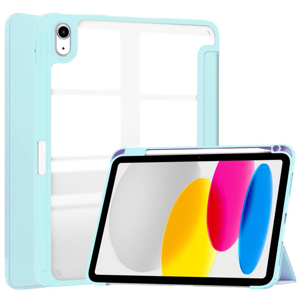 Case for iPad A16 2025 iPad 10th 10.9 with Pencil Holder-[Tri-fold Stand + Auto Wake/Sleep], High-grade Acrylic Case Shockproof