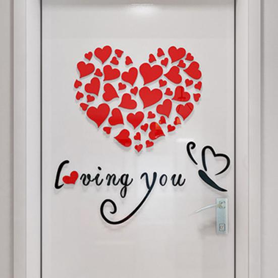 Romantická láska 3D Heart Loving You Nálepka na zeď Dekor DIY Decal Home Office dárek