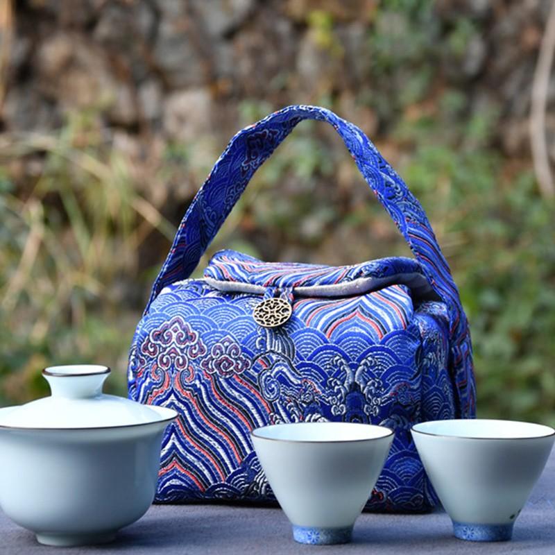 1 Stück Vintage Teegeschirr Aufbewahrungstasche Teetasse Teekanne Taschen Reise Outdoor Tragbar Teetassen Hüllen Lebensmittel Schmuck Nüsse Paket Zubehör