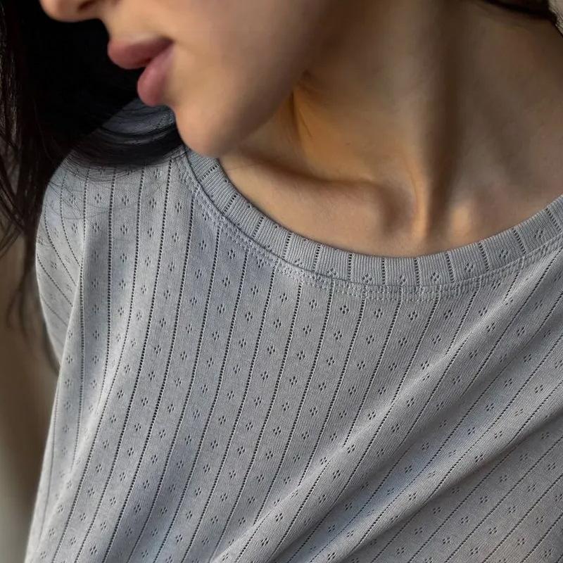 Exquisite knitted cotton short-sleeved shorts thin pajamas