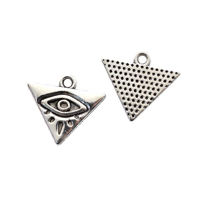 DIY Alloy Jewelry Accessories: 16 Antique Silver Horus Eye Pendants Set