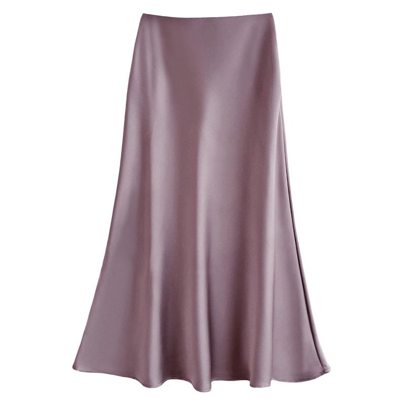French Luxury Imitation Satin High-Waist Fishtail Midi Skirt for Women