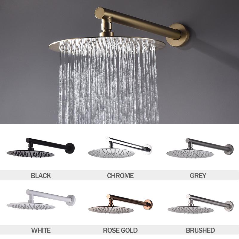 High Quality Brushed Gold 10 Inch Stainless Steel Rainfall Shower Head Bathroom Square Round Showerhead Arm Accessory G1/2