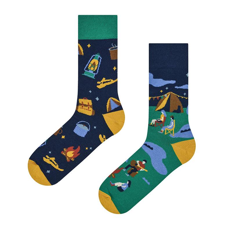 Creative and Fun Cartoon AB Trendy  Asymmetric Mandarin Duck  Men's and Women's Cotton Socks Medium High Socks