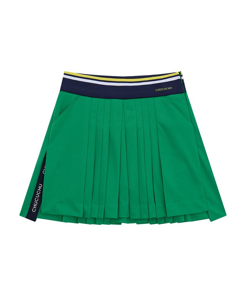 Chuku Chu Paper Slit Pleated Skirt (Green) Cbfss-Sk003W