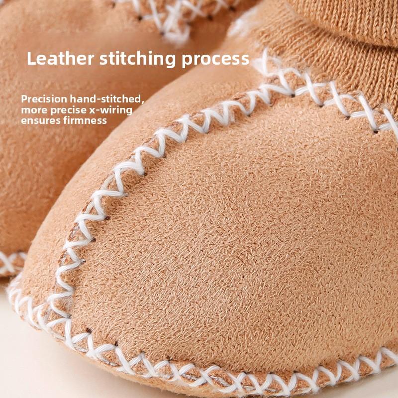 Thickened Fleece-Lined Baby Step Learning Shoes Winter 0-12 Months Soft Bottom Baby Shoes All Season Baby Socks Shoes