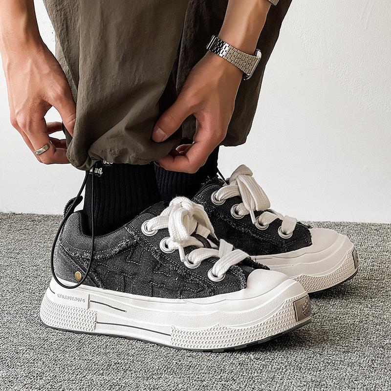 58129 Ensemble Series Plum Blossom Board Shoes Guochao Niche Design Thick-soled Heightening Canvas Shoes for Men and Women Couples