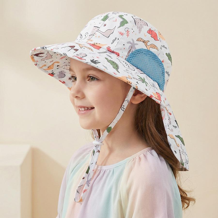

Side Net Fabric Children s Sun Hat with Side Mesh, Sun Hat for Protection, Sun Cape Hat, Large Brim 4-10Y квітковий колір друку