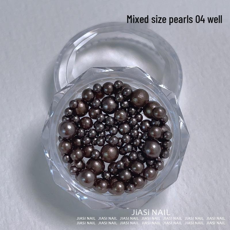 Christmas 12-Grid Mixed Color Pearl Nail Art High-Gloss 3D Beads Decorations