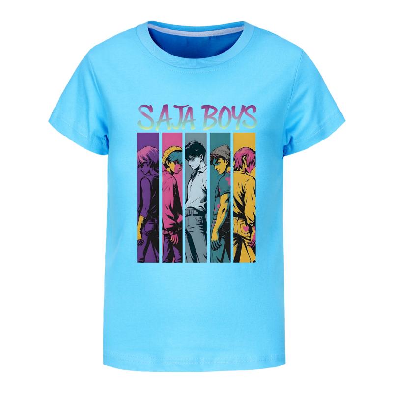 KPOP Dämonenjäger Kinder Anime SAJABOYs T-Shirt Cartoon Kurzarm Sommer Kinder KinderT-Shirt Jungen Mädchen Cartoon Kleidung