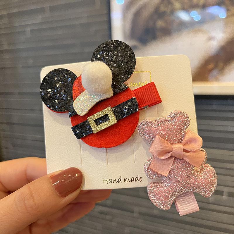 Рождественские заколки для волос Минни - Милые мультяшные аксессуары для праздничного наряда детей