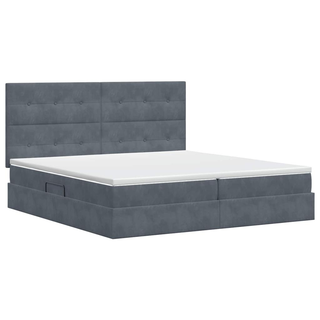 Storage Bed with Mattress Dark Grey 200 x 200 cm Velvet
