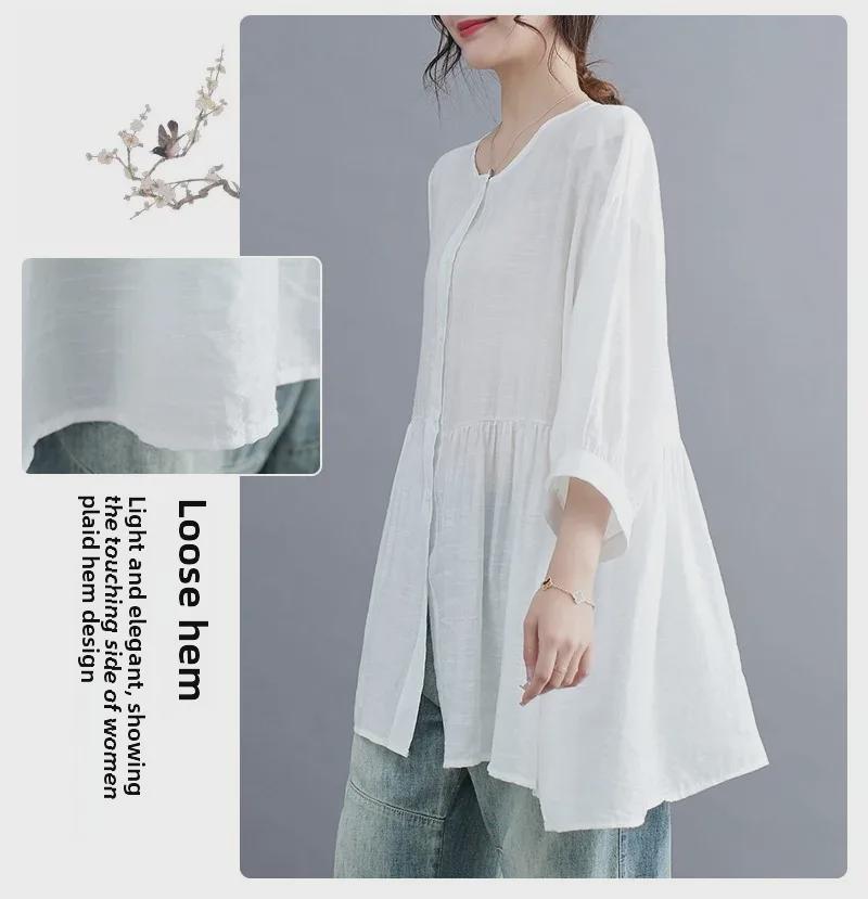 Sommer 2025 Damen Übergröße Koreanischer Stil Schlankmachendes Sieben-Ärmel-Shirt