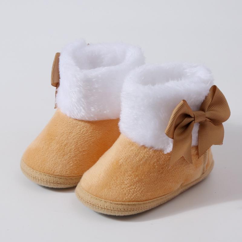 Dětské boty Unisex Dětské Hrubé Sametové Boty Mašle Květinová Dekorace Boty pro Batolata s Měkkou Podrážkou