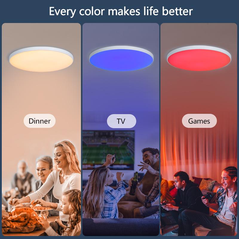 MARPOU RGB Smart Ceiling Light With App Voice Control Alexa/Google Remote Control 220V 30W 48W Smart Lamp Led Lights for Room