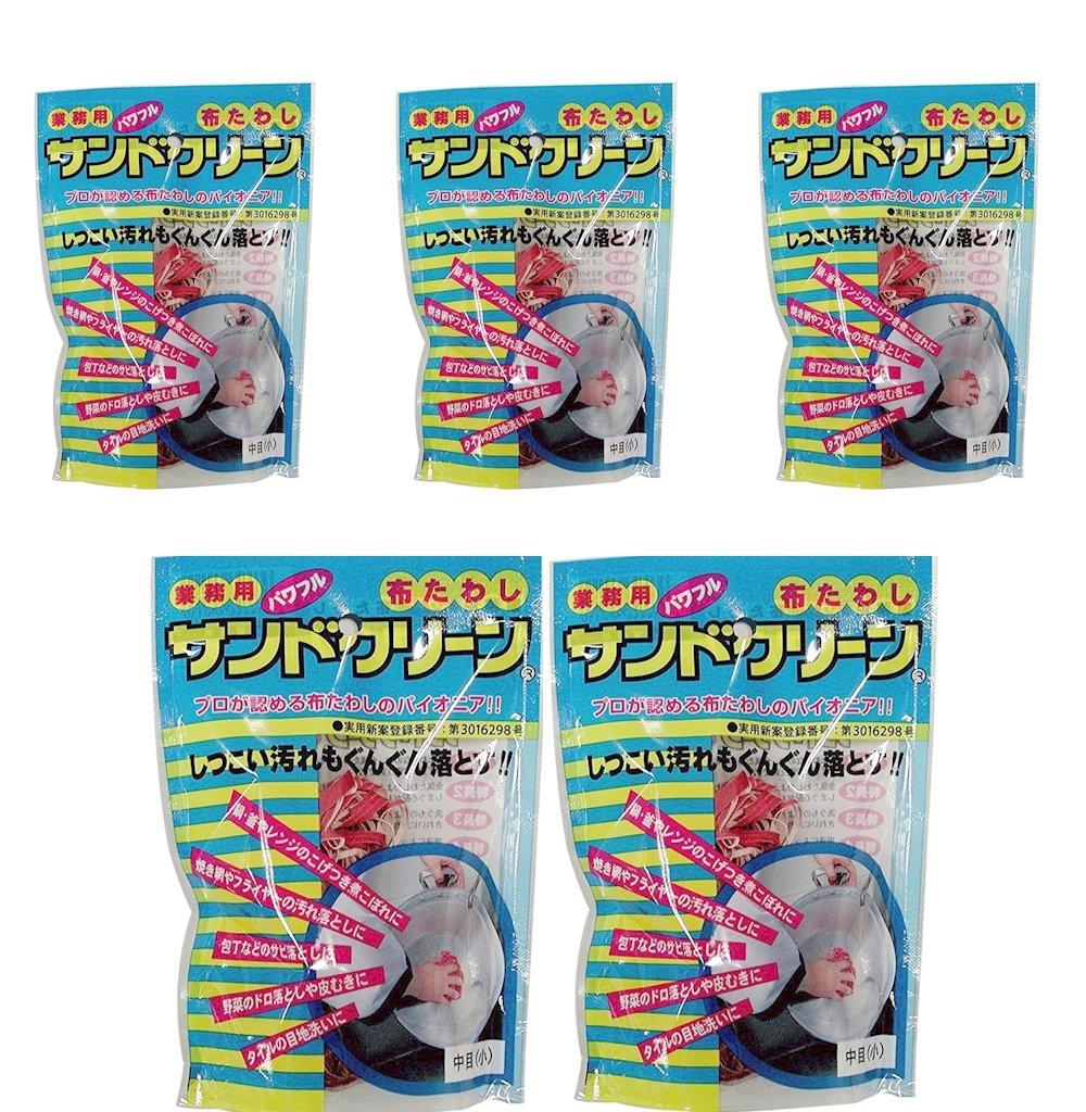 Asahi Sun Red Cloth Scrubber Sand Clean Set of 5 Medium JTW11002 (Small)