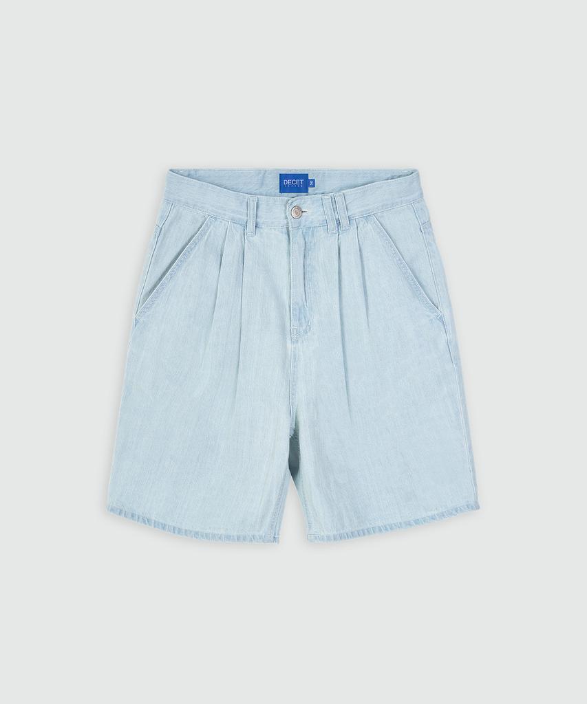 DECET [Summer Linen-Like] Linen Like 2Pleats Shorts Dcpt006Lightblue