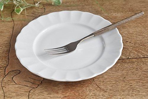 Set of 5 White Dinnerware: Floral-Shaped, Shatter-Resistant Porcelain TIARA Pure White Ruffle Cake and Salad Plates, 19cm