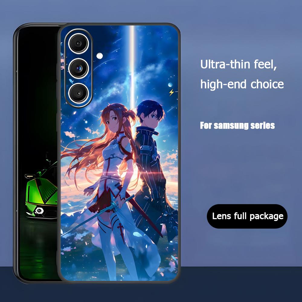Cool Anime Sword Art Online Phone Case For Samsung Galaxy S25 S24 S23 S22 S21 S20 Plus Ultra Note20 Soft Black