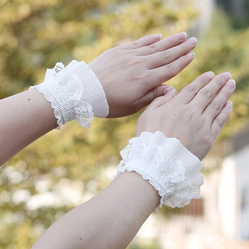 

Кружевной нарукавник для девочек, дикая сетка, оборка, декоративный напульсник, короткий сустав, съемная накладная манжета, подходит к свитеру A White 1 pair One size