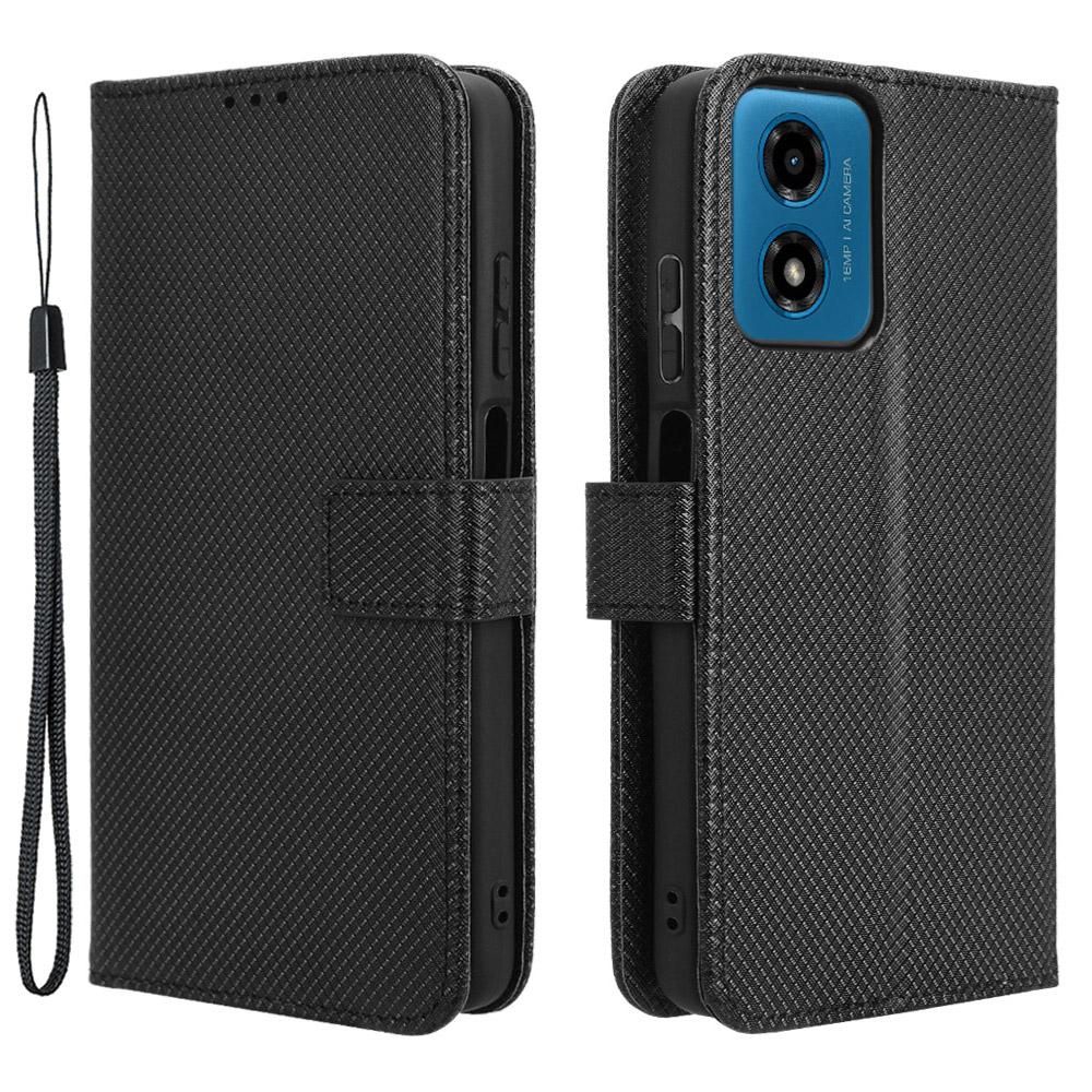 For Motorola Moto G04 4G/G04s 4G/G24 4G/G24 Power/E14 4G Magnetic Case Diamond Texture Wallet Anti-Drop Cover