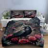 "Gothic Raven Rose Decor Set" Bedding Set with 1 Duvet Cover 2 Pillowcases Single Double King Queen, Gift