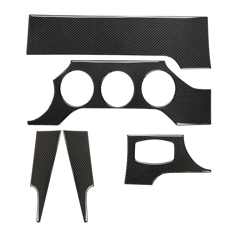 5PCS Carbon Fiber Auto Main Drive Side Dashboard Trument Panel Frame Interior Decoration Sticker For Ford Mustang 2015-