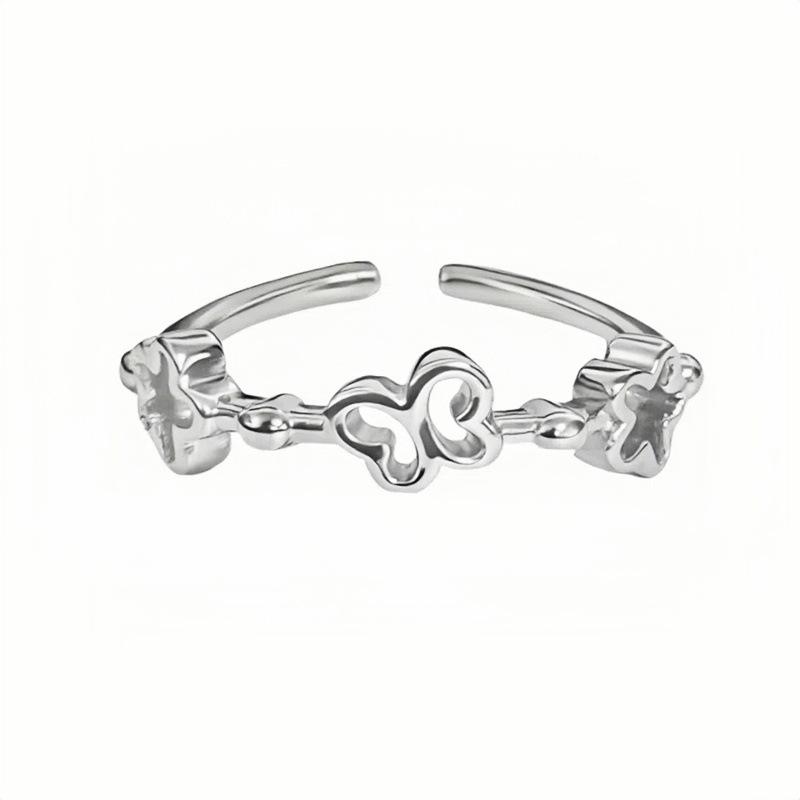 Plain Circle Simple Geometric French Butterfly Open Ring Light Luxury Niche High-End Index Finger Ring Women