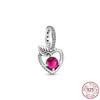New Sterling Silver Rose Girl Boy Pink Sparkle Spacer Clip bead For Original  Bracelet Charm Jewelry For Women