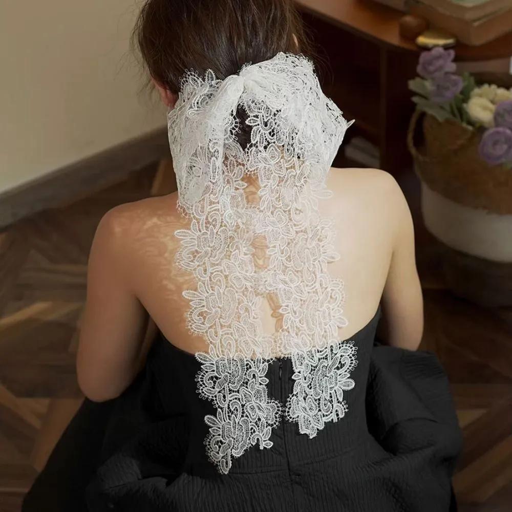 Elise Lace Ribbon Hairpin / Wedding Veil DIY Wedding Bridal Shower Props white