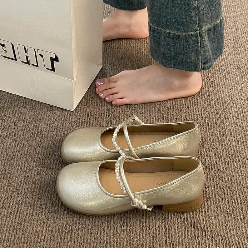 Low-heeled Mary Jane shoes women's new with skirt round head ballet shoes round head casual shoes