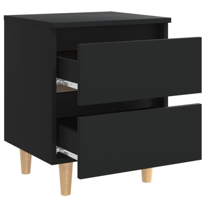 VidaXL Tables de chevet avec pieds en pin 2 pcs Noir 40x35x50 cm 805854