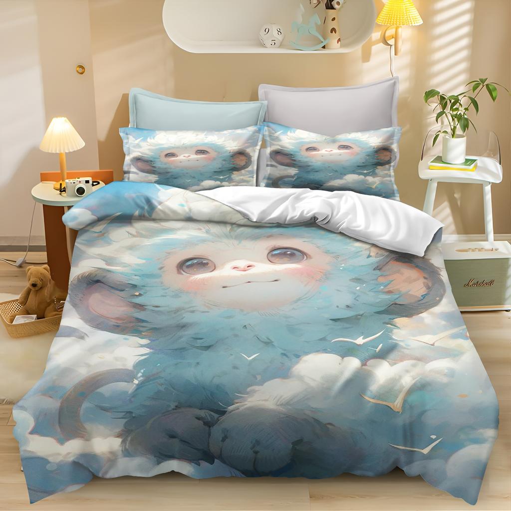 Cartoon Monkey Anime Cute Duvet Cover Home Pillowcase Set Adult Bedroom Children Comforter Bedding Sets