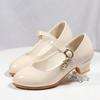 Girls' High Heel Leather Princess Shoes - Crystal Design, Spring/Autumn, Children's Performance Footwear, New Korean Style