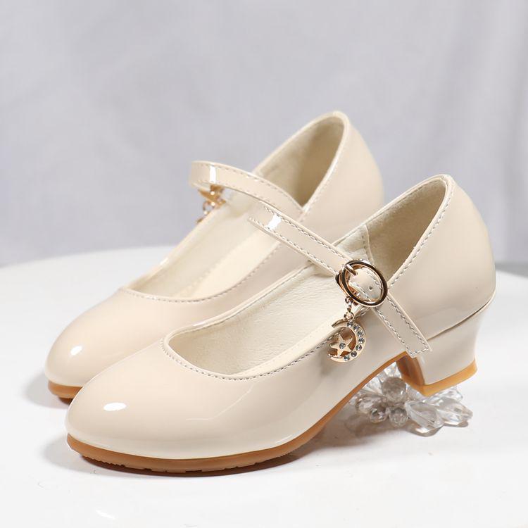 Girls' High Heel Leather Princess Shoes - Crystal Design, Spring/Autumn, Children's Performance Footwear, New Korean Style