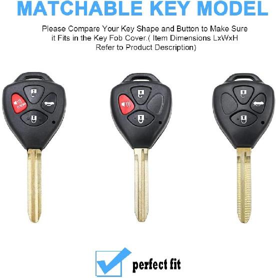 QBUC for Toyota Key Fob Cover with Keychain,Car Key Case fit for Toyota 2007-2011 Camry | 2008-2013 Avalon Corolla | 2009-2016 Venza 4 Buttons Smart