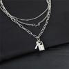 iF ME Gotický vícevrstvý řetízkový náhrdelník ve stříbrné barvě pro ženy Muži Náhrdelníky Punk Geometrické Srdce Lock Náhrdelníky Šperky Dárky