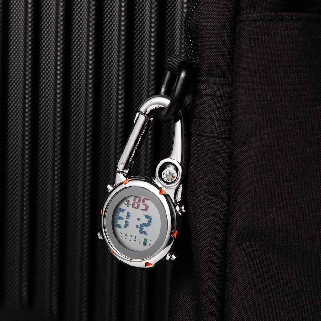 JEWELRYWE Pocket Watch Nurse Watch Digital Display Clock Canabila Keychain Unisex Simple Bag Pocket (Orange)