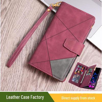 Capa de Couro com Zíper e Porta-Cartões para Google Pixel 7A/6A - Design Flip Cor Sólida para Pixel 7 Pro
