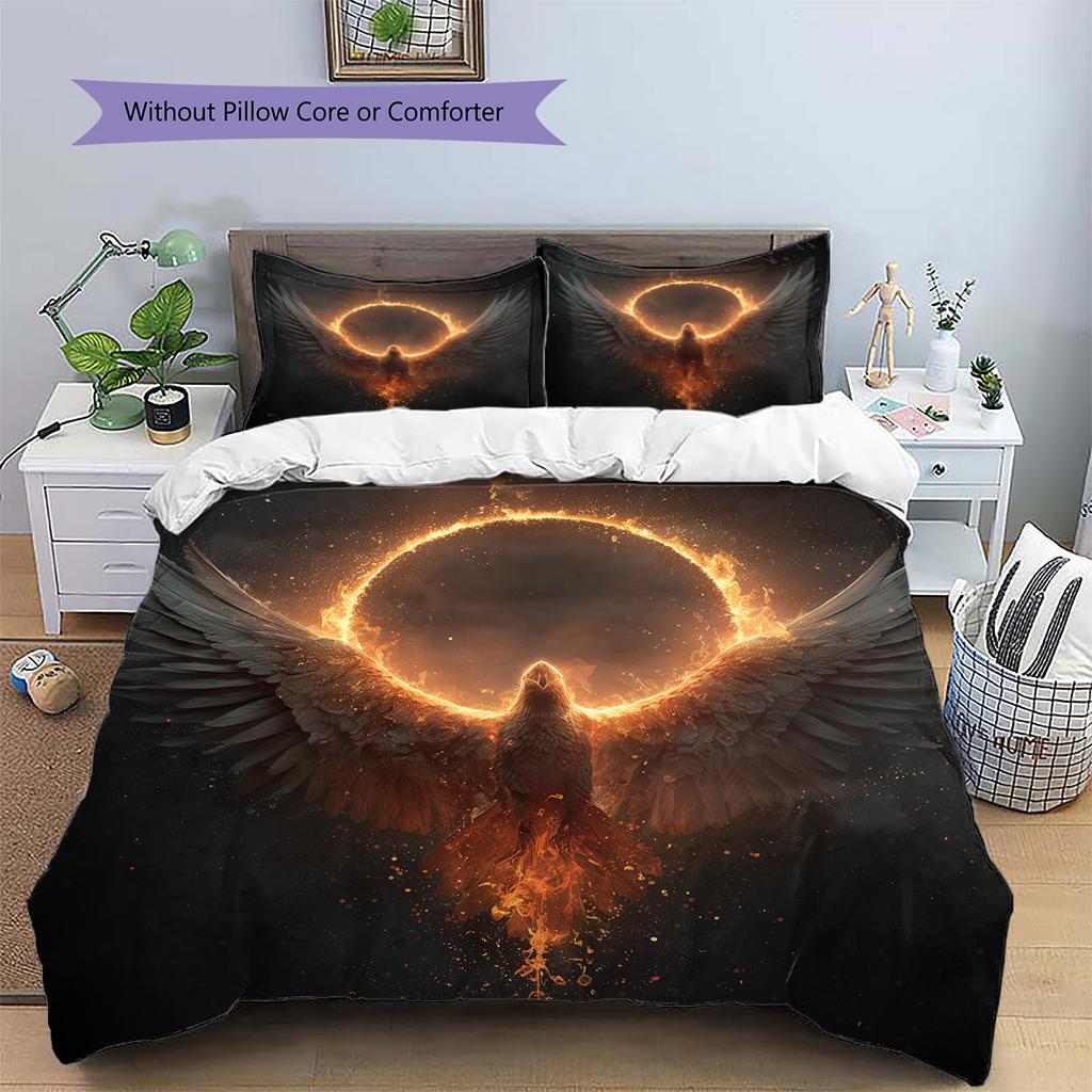 Flame Phoenix  Pattern Bedding Quilt Set Quilt Cover Pillowcase Home Decoration  Gift (1 * duvet cover + 2 * pillowcase, without core)