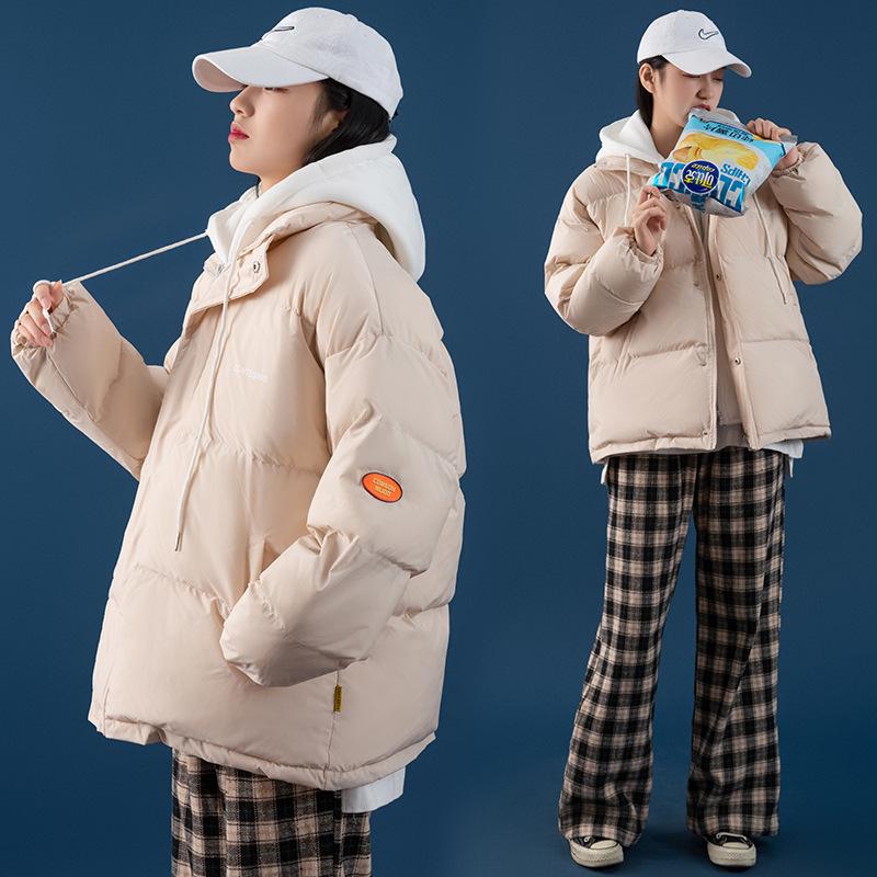 

Реальный пуховик женский новый зимний с капюшоном, имитация двух частей, хлопковый, свободный и утолщенный, повседневное пальто XXL бежевый