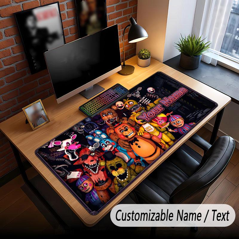Custom Name Text Big Mouse Pad,Five Nights At Freddy’s Soft Non Slip Extended Desk Mat For Home Office